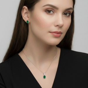 Conjunto brinco e colar gota prata 925