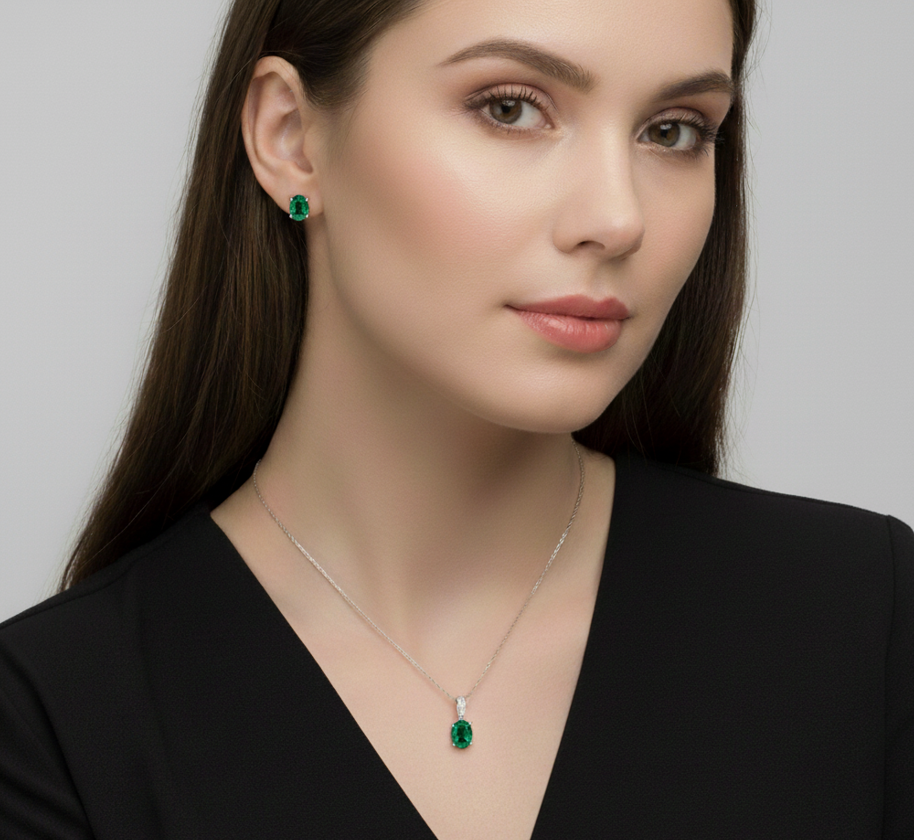 Conjunto brinco e colar gota prata 925