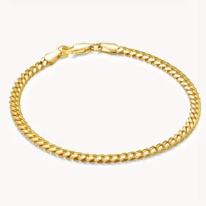 Pulseira Masculina Fina 2mm grumet Banhado a Ouro 18k